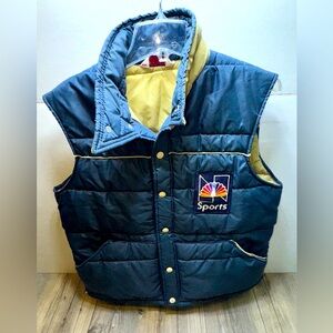 Vintage NBC Sports Blue Puffer Vest MVP Products Men’s Size Medium Made In USA